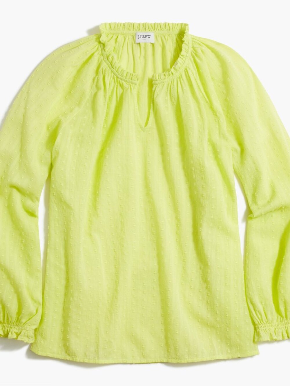 NWT J. Crew Size Medium Lime Green Clip Dot Pullover Semi-Sheer Blouse Top NEW